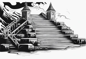 Valhalla  fog stairs mist tattoo idea