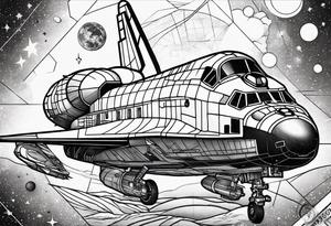 black and white space shuttle tattoo idea