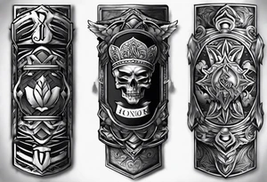 bracers forearms left and right "honor" "loyalty" "unity" "honesty" tattoo idea