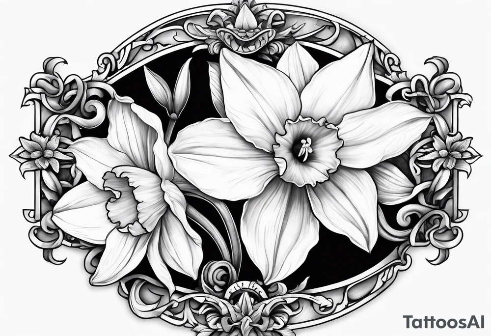 Daffodil birth flower chain tattoo idea