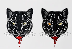 a black panthera head with blood drops from mouth tattoo idea