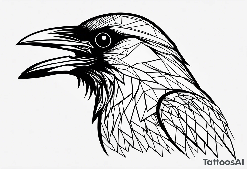 minimalistic stroke of a crow tattoo idea