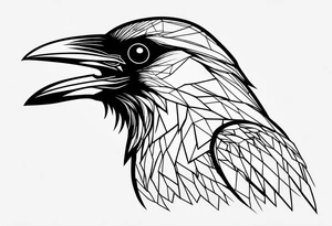minimalistic stroke of a crow tattoo idea