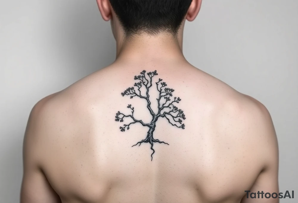 Lace band coming from a jacaranda tree tattoo idea