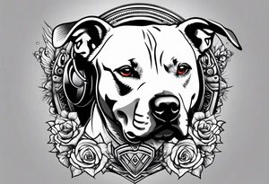 rock and roll punk rock pitbull tattoo idea