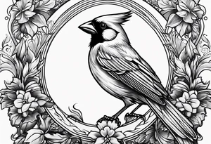 Cross with cardinal bird sitting on it tattoo idea
