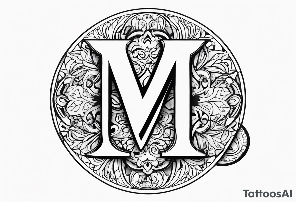 Combine letter M with number 24 tattoo idea
