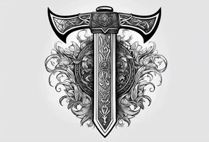 Valhalla sword shield  axe tattoo idea