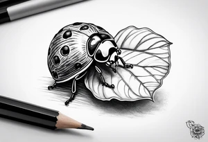 Acorn with open cap and ladybug tattoo idea