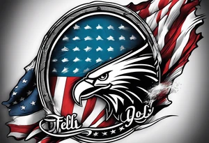 Sleeve incorporating NFL Philadelphia eagles, USA postal service, American flag, fishing, golf, tornados, cooking tattoo idea