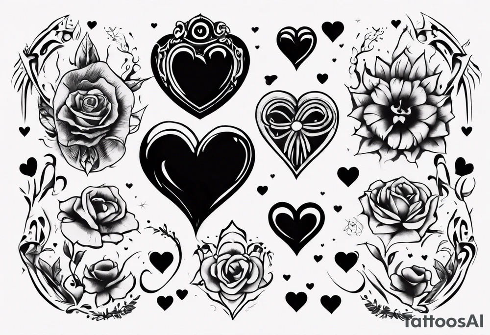 A black heart with the words Lucas and Margaret tattoo idea