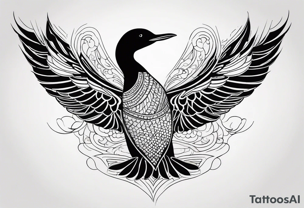 Loon stretching wings tattoo idea