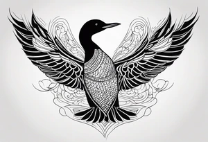 Loon stretching wings tattoo idea