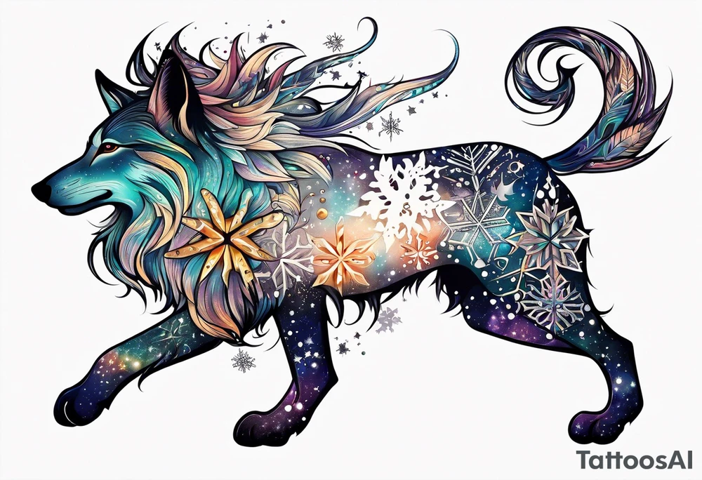 Constellation, animal, snowflake tattoo idea