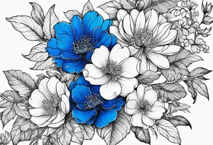 Chery flovers in blue line tattoo idea
