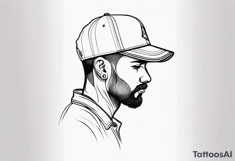 Man wearing a cap facing forward tattoo idea