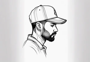 Man wearing a cap facing forward tattoo idea