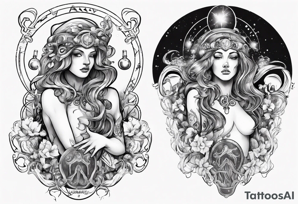 The Zodiac sign Aquarius in Human form. tattoo idea