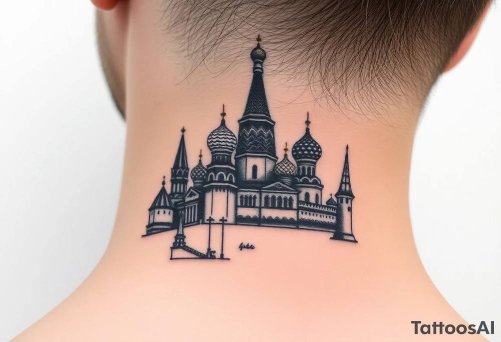 The Kremlin or St. Basil's Cathedral scene tattoo idea