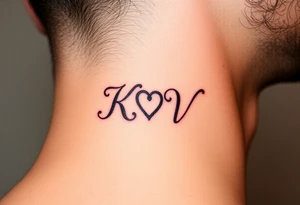 A beautiful calligraphic script of the couple’s initials (K and V), intertwined with a subtle heart-shaped flourish tattoo idea