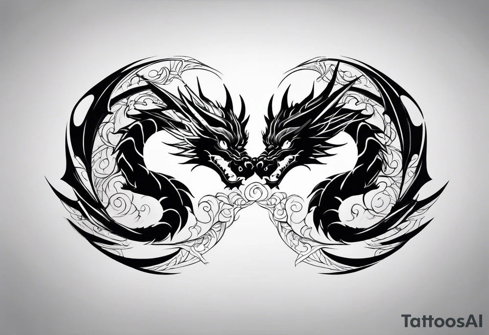 dragons in a yin and yang shape tattoo idea