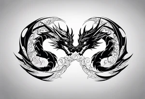 dragons in a yin and yang shape tattoo idea
