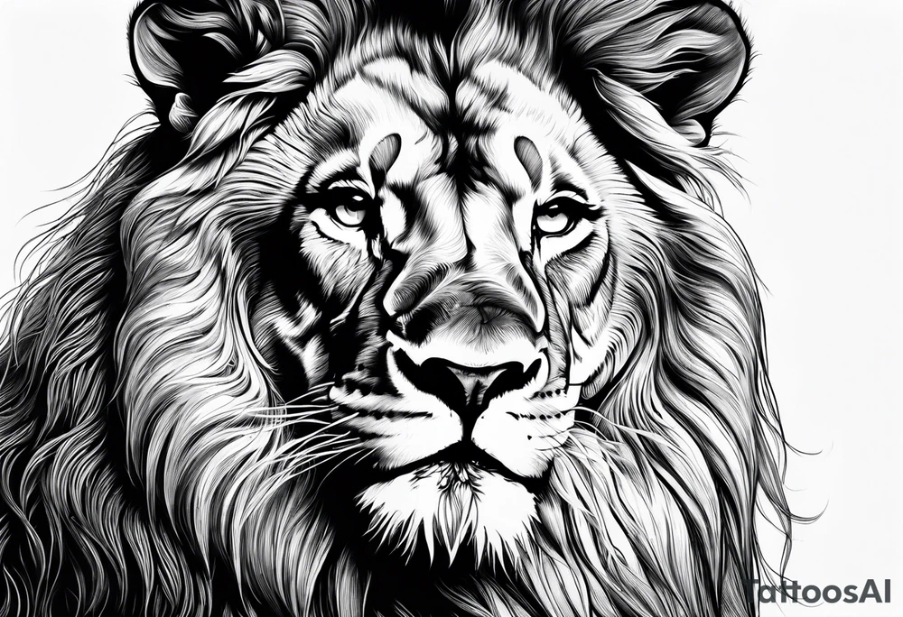 powerful majestic lion, close-up tattoo idea