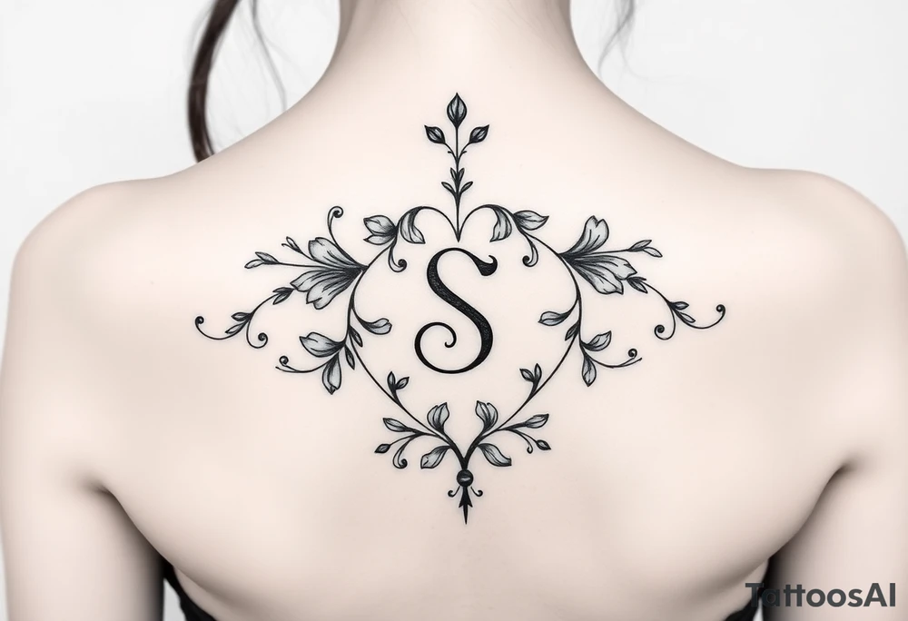 Lorbeerkranz mit Buchstabe S tattoo idea