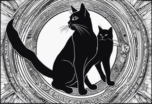 Black Cat in space, with the word "Nebula" tattoo idea