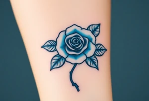 money rose hundreds tattoo in blue tattoo idea