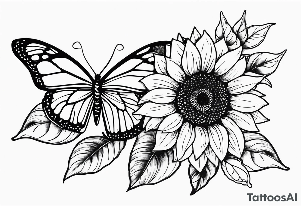 sunflowers with butterflies tattoo idea