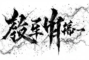 japanese kanji arranged like a shipping label sticker tattoo idea