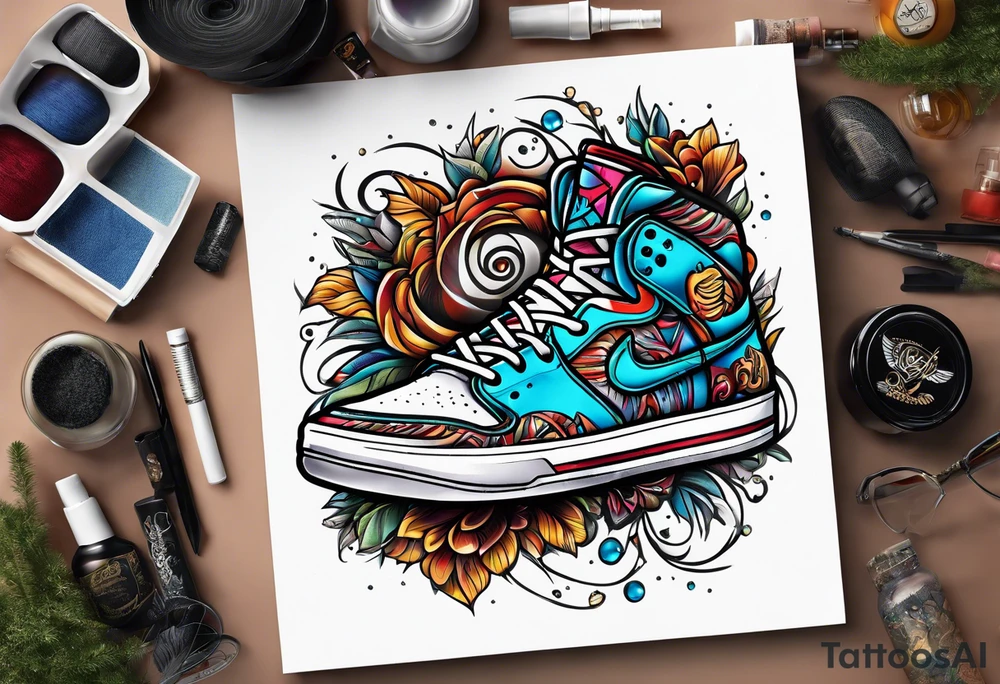 virgo  , sneakers , detroit and music tattoo idea