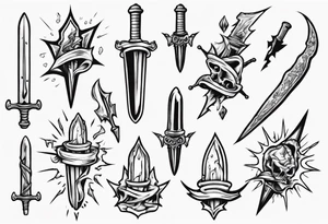 Dagger falling in a puddle tattoo idea
