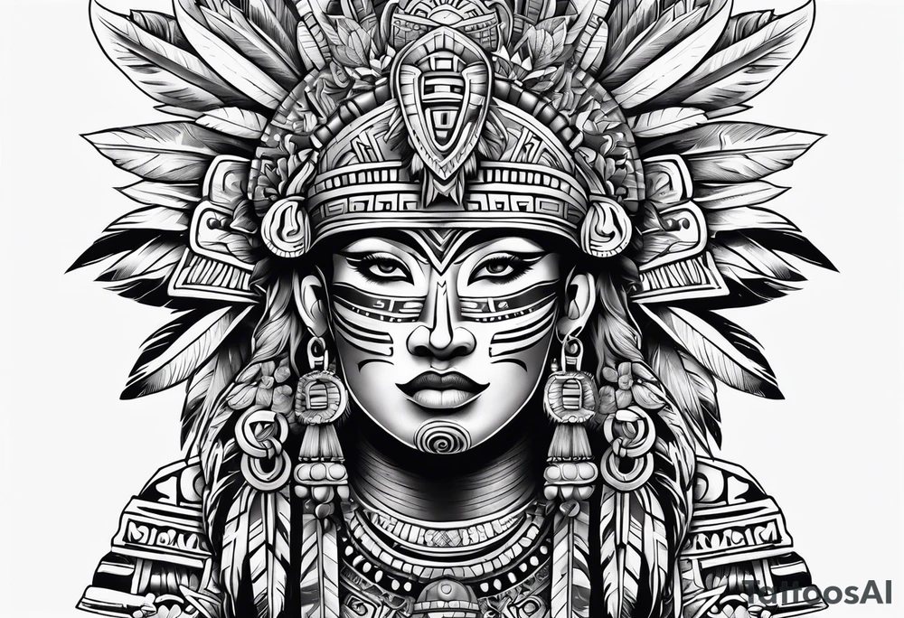 aztec theme sleeve tattoo idea