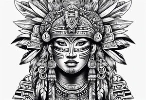 aztec theme sleeve tattoo idea