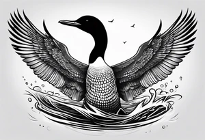 A loon with its wings spread tattoo idea