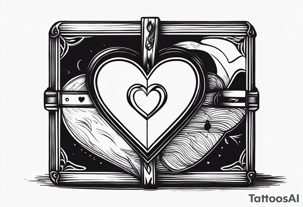 A simple vintage cigar box with a heart on it tattoo idea A simple vintage cigar box with a heart on it tattoo idea