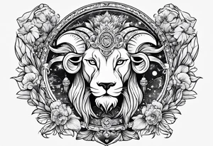 zodiacs of leo, pisces and aries tattoo idea