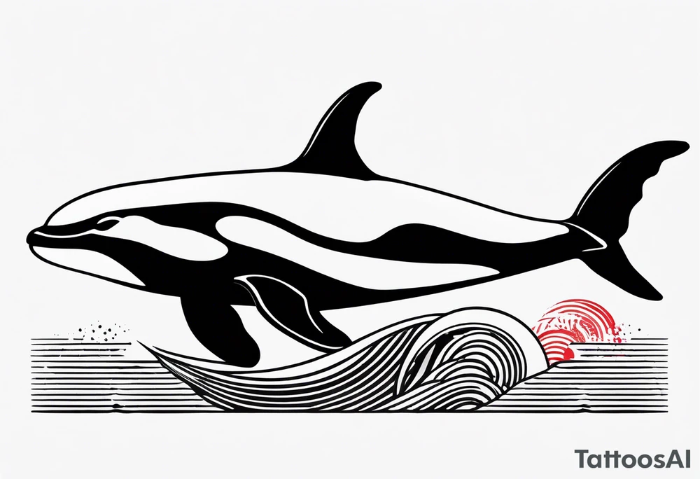 a killer whale with MLM flag colours, minimalistic tattoo idea