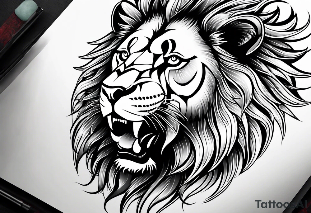 lion showing teeth tattoo idea