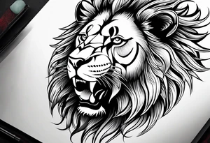lion showing teeth tattoo idea