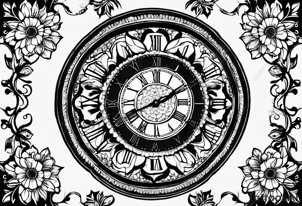 Aniya 6:51pm, Amari 4;57pm, Ameer 5:33am flower clocks teddybears tattoo idea