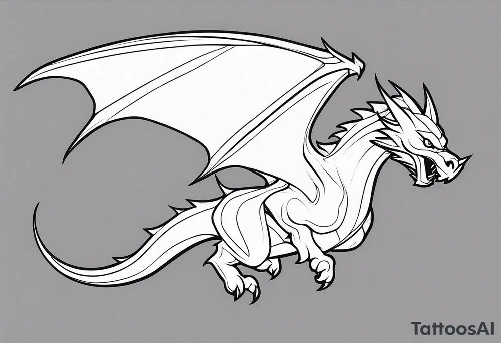 Wyvern flying solid fill tattoo idea