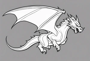 Wyvern flying solid fill tattoo idea