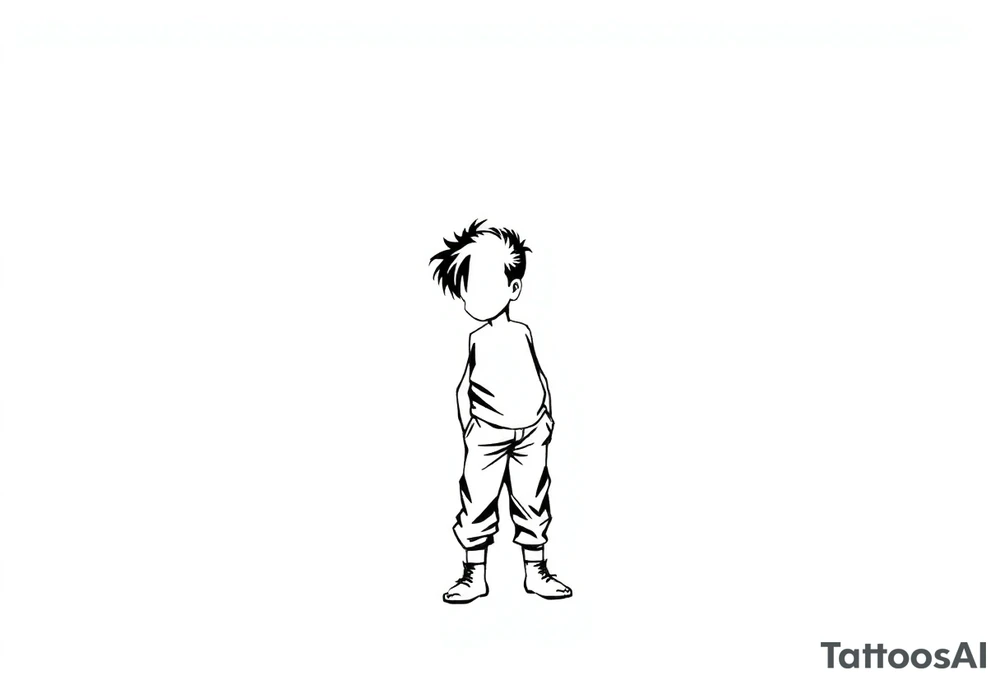 a silhoette of a kid standing all black really simple tattoo idea