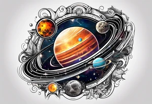 Man,solar, planet space tattoo idea