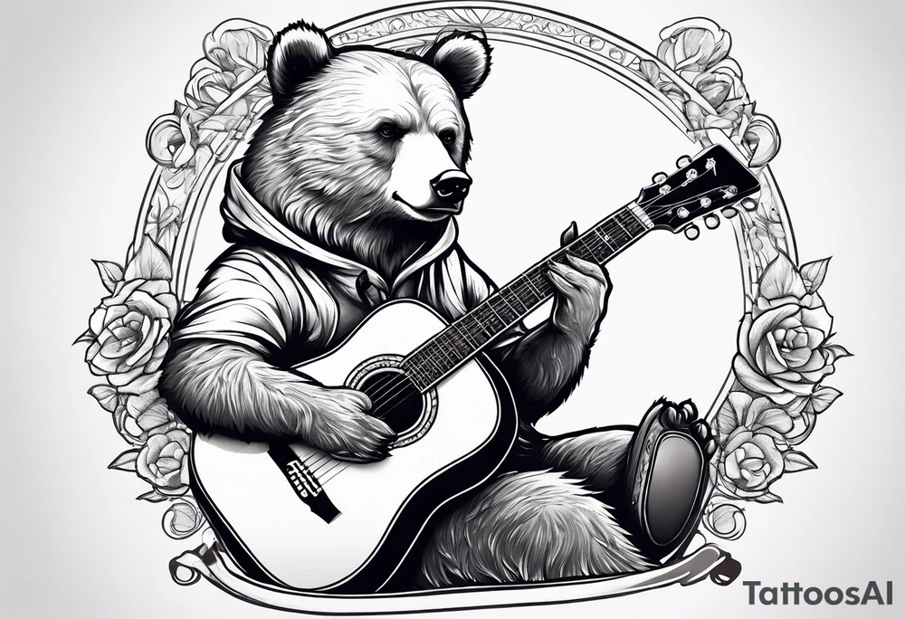 BEAR PLAYING GUITAR tattoo idea