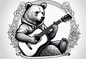BEAR PLAYING GUITAR tattoo idea