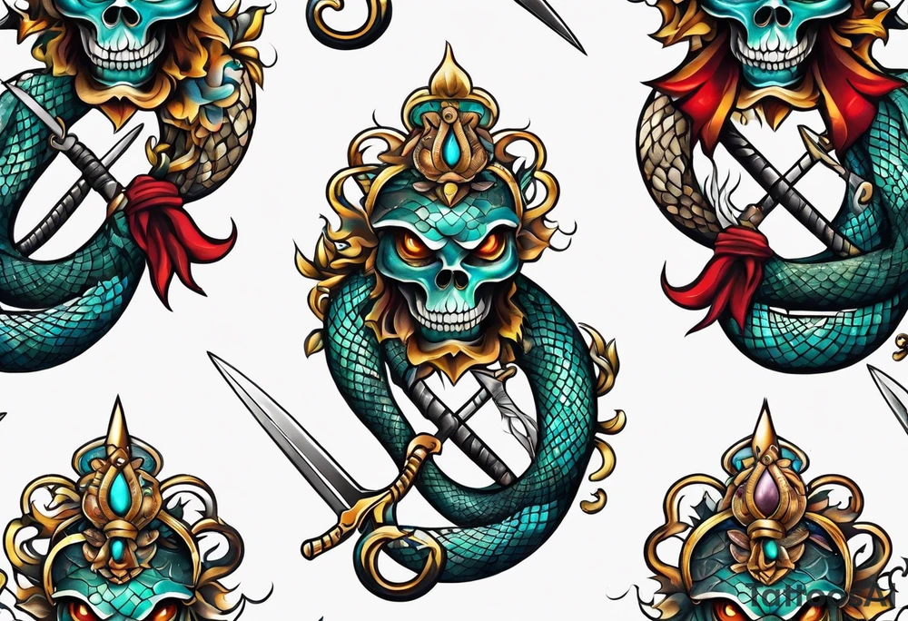 snake and dagger tattoo idea